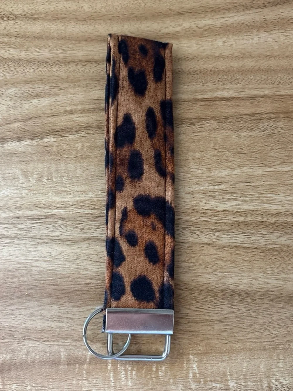 Leopard Print Key Fob Wristlet - Brown